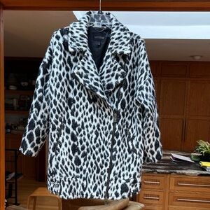 Banana Republic Black and White Patterned Teddy Jacket